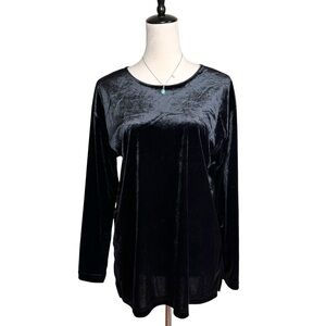 Impressions of California Black Velvet Relaxed Tunic Top Quiet Luxury Minimalist